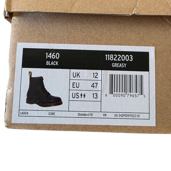 Dr. Martens 1460 Greasy Black Leather Boots Mens 13 NWT - Matte Combat Core - Picture 2 of 16